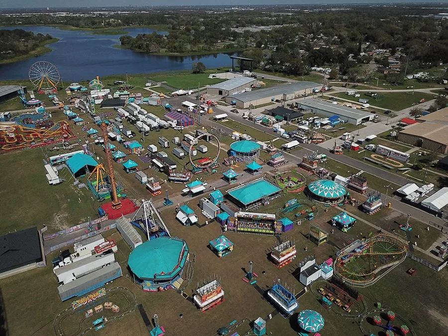 Vista aérea do Central Florida Fair, em Orlando