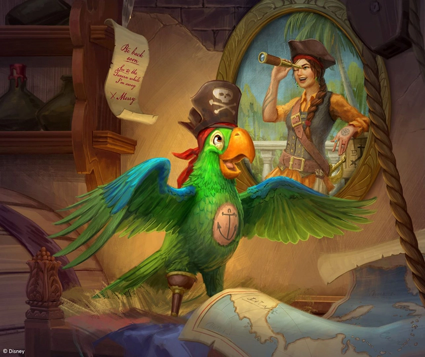 Arte conceitual do novo bar dos Piratas do Caribe no Magic Kingdom
